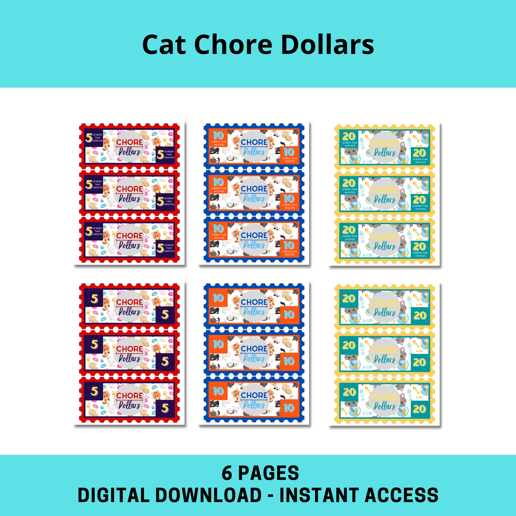 Chore Dollars With Cats
